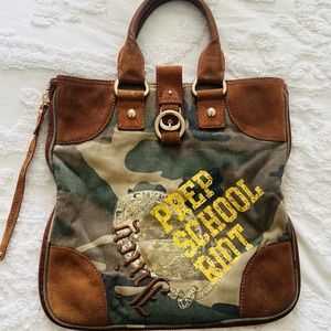 Juicy Couture prep school riot  camo/leather handbag